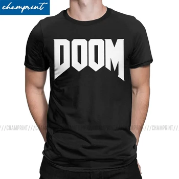 Doom Logotipas Vyrų Marškinėliai Bausmė Amžina Žaidimų Naujovė Tee Marškinėliai Trumpomis Rankovėmis Apvalios Apykaklės Marškinėliai Medvilnės Plius Dydis Drabužiai