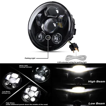 DOT Patvirtintas 5.75 Colių 45W LED DRL Juodas priekinis žibintas Motociklo Projektorius skirtas Motociklams Sportster