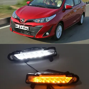 DRL Toyota Yaris 2017 2018 2019 Vandeniui 12V LED Dienos Veikia Šviesos Vasaros drifog lempa su Posūkio Signalo stiliaus Relė