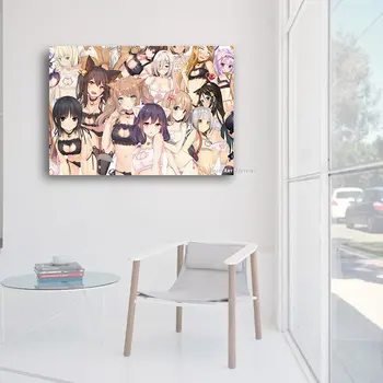 Drobė Anime Nepadorūs Katė Mergaičių Nuotraukas, Namų Dekoravimas Paveikslų, Plakatų HD Spaudinių Sienos Meno Modulinės Kambarį Įrėminti