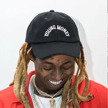 Dropshipping Lil Wayne Jaunų Pinigų Laišką NUOTAIKA Snapback Cap Medvilnės Beisbolo Kepurė Vyrams, Moterims, Reguliuojamas Hip-Hop Tėtis Skrybėlę Kaulų