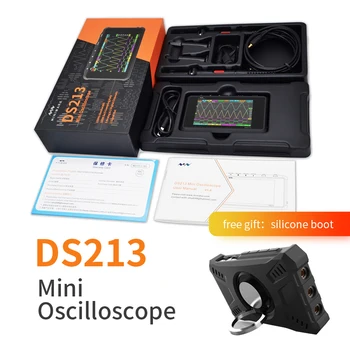 DS213 DSO213 Mini Osciloscopio Nešiojamas Skaitmeninis Oscilloscope 4 Kanalų 15MHz Juostos su Minkšto Silikono Įkrovos x1x10 Zondas