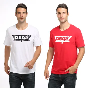 Dsq2 vasaros stilius medvilnės Raidžių vyrų, moterų, juoda T-shirt atsitiktinis O-Kaklo marškinėliai trumpomis rankovėmis tees balta raidė T-marškinėliai