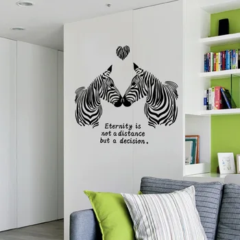 Du Zebra Mylinčios Širdies Sienų Lipdukai Amžinybė yra ne atstumas, tačiau sprendimas Sienos Citata Decal Miegamasis 