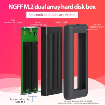 Dual Kietojo Disko Masyvo Kabineto NGFF M. 2 ssd atveju su RAID Funkcija SSD Talpyklos Tipas C Disko Masyvo Langelis 2 Lauro Duomenų kopijos