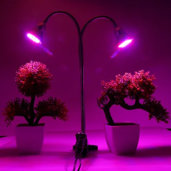 Dual Trys Galvos LED Grow Light su Clip Auginimo Mėgintuvėlyje Fitolamp Fito Lempa Augalų, gėlių hydroponics daigų kambarines gėles