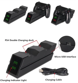 Dual USB Dirbti Greito Krovimo Doko Stotis Stovi Įkroviklio Playstation 4 PS4/PS4 Slim/PS4 Pro 