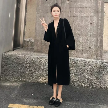 Dunayskiy Naujų 2020 M. Rudens Žiemos Moterims Megztiniai Megzti Šiltas Korėjos Stiliaus Elegantiškas Atsitiktinis Ilgo Kailio Viršutiniai Drabužiai Ponios