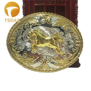 Dviejų atspalvių Auksas ir Sidabras Vyrų Ovalo formos Diržo Sagtis su Metalo Kaubojaus Žirgas Diržo Sagtis Galva Tilptų 4cm Pločio Diržas
