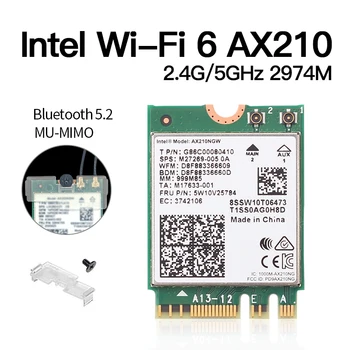Dvigubos Juostos 2974Mbps AX210NGW 802.11 ax/ac Wireless card Intel WI-FI 6E AX201 M. 2 NGFF Bluetooth 5.2 Wifi Tinklo Wlan 2.4 G/5G