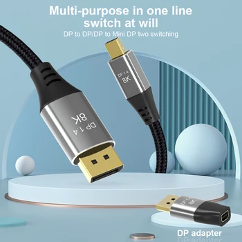 Dvikryptis Mini DP 1.4-DP 1.4 DP į Mini DP Konver kabelis 8K@60Hz 4K@144Hz Su Mini DisplayPort į DisplayPort skaičiuoklė