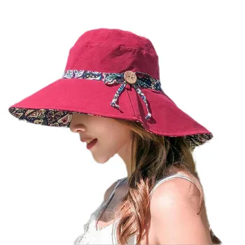 Dvipusis Gėlių Kibiro Kepurę Moterims Korėjos Lankstymo Sunhat Didelio Masto Kraštų Vasaros Skrybėlės Moterims Lady Panama Kepurė Paplūdimio Skrybėlę