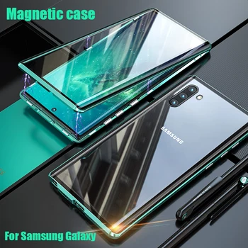 Dvipusis Magnetinės Metalo Case For Samsung Galaxy S10 S20 S8 S9 Plus 20 Pastaba UItra 10 Pro 8 9 A51 A71 A50 A70 A10 Stiklo danga