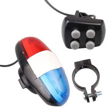 Dviračių Bell 6 LED 4 Tonas Dviračių Ragų Dviračio Skambutį LED Motociklo Policijos Šviesos Elektroninių Garsiai Sirena Vaikas Priedai Dviratį, Motorolerį