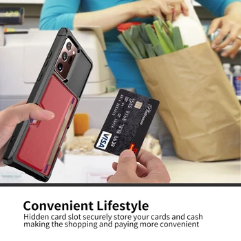 Dėl Samsung Note 20 Ultra Atveju antidetonaciniai Magnetinio odinis telefono dėklas su kortele kišenėje 20 Pastaba