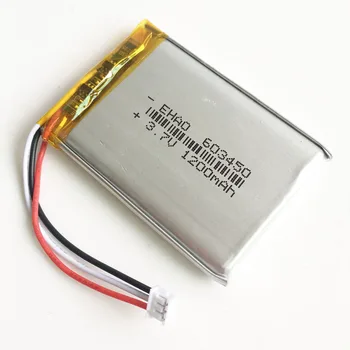 DĻSV ZH 1,5 mm 3pin jungtis, 3,7 V 1200mAh lipo polimeras ličio įkraunama baterija GPS DVD įrašymo e-knyga, vaizdo kamera 603450