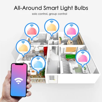 E27 Smart Lemputė 15W WiFi LED Šviesos Lempa, Spalva Keičiasi Magija RGB + Baltos spalvos ryškumas gali būti reguliuojamas Laikmačio Funkcija Dirbti su Alexa 