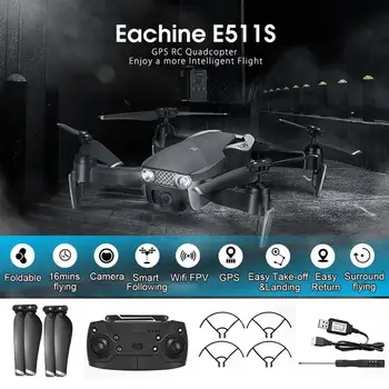 Eachine E511S RC Drone 5G 1080P vaizdo Kameros GPS Dinaminis Atlikite WIFI FPV Video Su Quadcopter Sraigtasparnis VS XS816 SG106 F11 S167 Dro