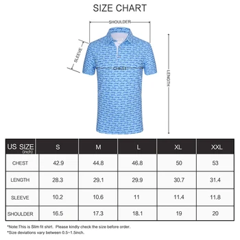 EAGEGOF Trumpas rankovės Golfo marškinėliai vyrams Mados spausdinti Polo marškinėliai Reguliarūs tinkami golfo drabužiai Greitai sausas drabužių mokymo sportinę aprangą