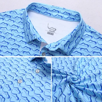 EAGEGOF Trumpas rankovės Golfo marškinėliai vyrams Mados spausdinti Polo marškinėliai Reguliarūs tinkami golfo drabužiai Greitai sausas drabužių mokymo sportinę aprangą