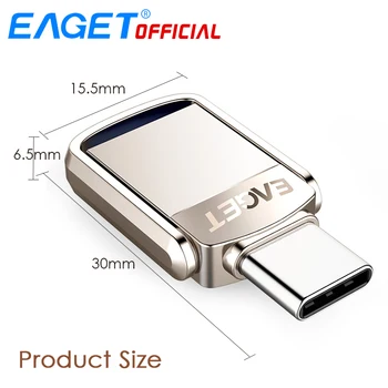 EAGET CU20 USB Flash Drive 32GB OTG Metalo USB 3.0 Pen Drive 64GB C Tipo Didelės Spartos pendrive Mini Flash Drive, Memory Stick