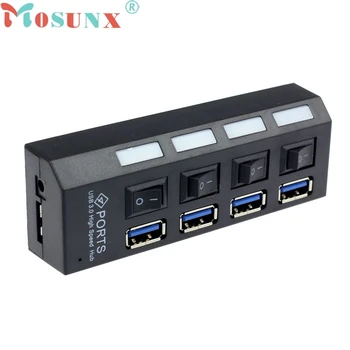 ECOSIN2 4 Prievadai USB 3.0 HUB Su Įjungimo/Išjungimo Jungiklį Power Adapter For Desktop Laptop ES JAN30