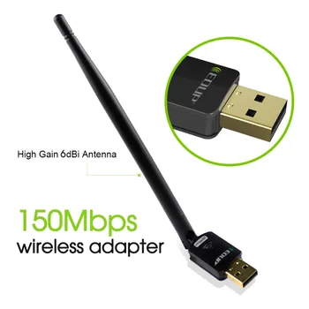 EDUP usb wifi adapteris 150mbps didelis pelnas 6dbi wifi antenos 802.11 n tolimojo usb wi-fi imtuvas, 