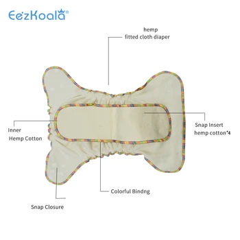 EezKoala ECO-Friendly OS Hibridas Įrengtas Medžiaga Daugkartinių Vystyklų Naktį AIO&AI2 Kūdikių Vystyklų Skalbti Kanapių Audinio Vystyklų