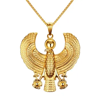 Egipto Horo Paukštis Sakalas Valdos Ankh Vyrų Karoliai Pakabukas Aukso Spalva Plieno Hiphop Papuošalai 24