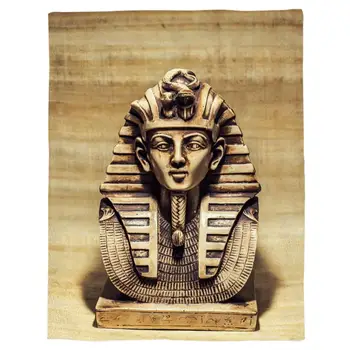 Egipto Mesti Antklodę Akmens Faraonas Tutankhamen Kaukė Skulptūra su Papirusas Fono Dizainas Šiltas Pledas Flanelė