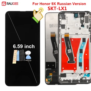 Ekrano ir Huawei Honor 9X STK-LX1 rusų kalba Jutiklinio Ekrano Naujas skaitmeninis keitiklis Ekrano Pakeitimas Huawei Honor 9X rusų