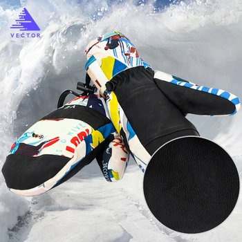 Ekstra Storio Vyrai, 2-IN-1 Kumštines Slidinėjimo Pirštines Moterų Snieglenčių Sniego Žiemos Sporto Šiltas Vandeniui Vėjo Slidinėjimas Dirbtiniais Odos Plam