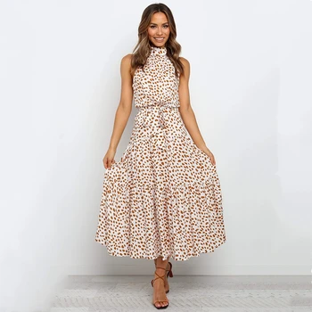 Elegantiškas Gėlių Spausdinti Maxi Suknelė-Line O-Kaklo, Rankovių Puoštas Lankas Varčias Vasaros Suknelė Moterims Atsitiktinis Boho Suknelė Vestidos 2020 M.