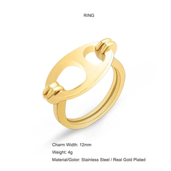 Elegantiškas Moteris Piršto sąnarys Žiedai Moterims Nerūdijančio Plieno Žiedai Aukso spalvos Geometrinis Metalo Žiedas, Papuošalų YCHM