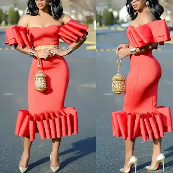 Elegantiškas Off Peties Ilgai Šalies Moterų Afrikos Stilius Bud Dizaino Vasaros Slim Bodycon Seksualus Klubas Suknelė Femme