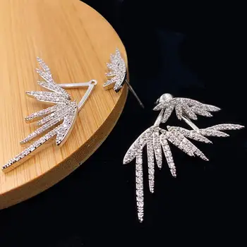 Elegantiškas Žinomų Dizaino Moterų Kristalų Derliaus Gėlių Lapai Atgal kabinti Stud Auskarai bižuterijos
