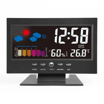 Elektroninis Skaitmeninis LCD Temperatūra Drėgnumas Stebėti Laikrodis Termometras su Drėgmėmačiu Elektroninės Patalpų Namuose Orų Prognozė Laikrodis