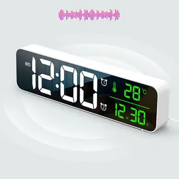 Elektroninis Skaitmeninis LED Didelis Ekranas Rytą Žadintuvas Muzikos Ryškumas USB Įkrovimo Laikrodis Atidėjimo Laikmatis Namų