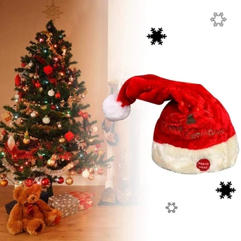 Elektros Kalėdų Skrybėlę, Siuvinėtos Aksomo Kalėdų Muzikos Bžūp Šalis Dekoro Kalėdų Dovana Muzikos Sūpynės Kalėdų Senelio Skrybėlė
