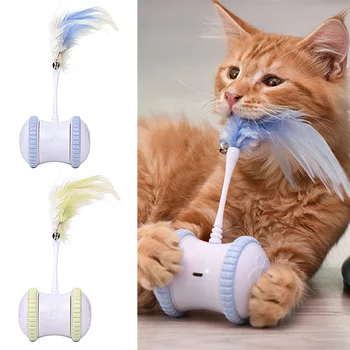 Elektros Robotų Kačių Žaislus Su Plunksnomis Automatinė Vairas Sukasi USB Įkrovimo Cat Kitten Pet products LBShipping