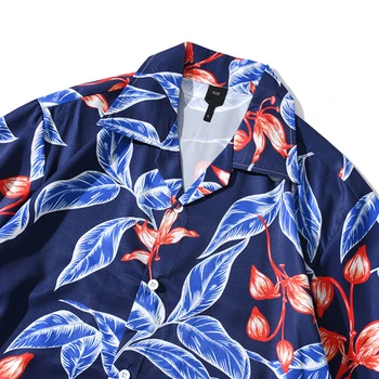ELKMU Harajuku Marškinėliai Vyrams Pavasarį Vasaros Paplūdimio Marškinėliai Streetwear Hip-Hop Gėlių Spausdinti Havajų Marškinėliai trumpomis Rankovėmis Viršūnes Vyrų HE538
