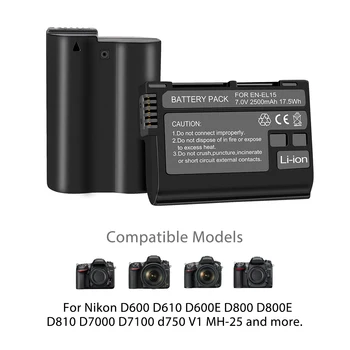 EN-EL15 LT-EL15a Baterija Nikon D7000 D7100 D7200 D850 D750 D7500 D810 D500 D800 D600 D610 LT-EL15b Įkraunamas Baterijas