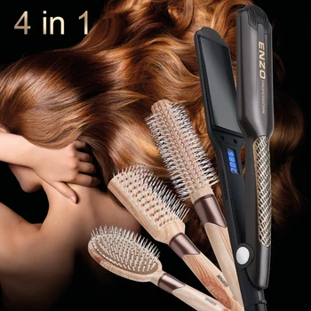 ENZO Platus Plokštės Profesionali Plaukų tiesinimo priemonė Su šukos moterų styler Lyginamoji Šepetys plaukams, Plaukų priežiūros lygintuvai