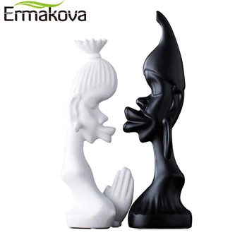 ERMAKOVA 2 Vnt/Pora Keramikos Glazūra Abstrakčiai Vyras Moters Figūrėlės Balta Juodosios Afrikos Pora Meilužis Statula Senovinių Namų Puošybai