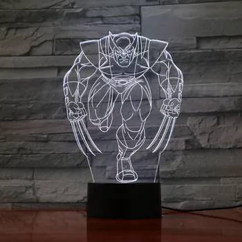 Ernis X-men 3D Naktį Šviesos Akrilo Plokštės 7 Spalvų Keitimas LED Stalas Stalo Lempa 3D Iliuzija Lempos Berniukų Dovanos GX1237