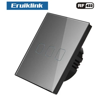 Eruiklink ES/JK jutiklinį jungiklį šviesų jungiklis RF Wireless remote control 1\2\3Gang AC110V 250V Sienos post touch įrengimas