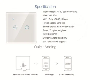 ES Touch Perjunkite WI-fi Smart Sienos Jungiklis, 1/2/3 Gauja AC110~240V Belaidis nuotolinis,Laikmatis Modulio darbą su Telefono Tuya/Amazon Alexa