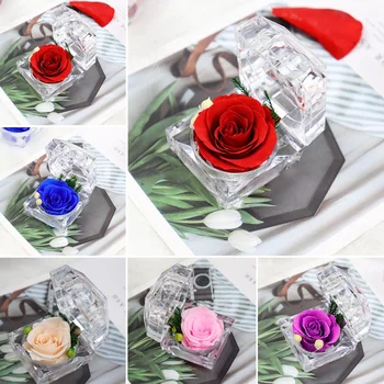 Eternal Rose Gėlės Žiedas Dėžutė Vestuvių Dalyvavimas Nekilnojamojo Konservuoti Amžinai Rožių Gėlių Atveju, jei Dovana Patinka Papuošalai Ekranas Turėtojas