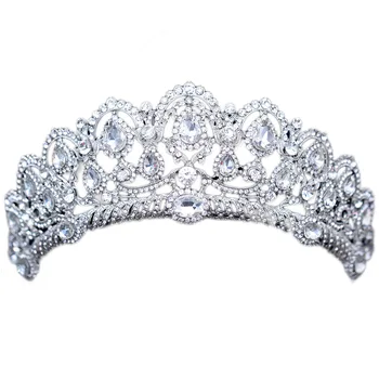 Europos diadem Caroque didelis Karūna Crystal tiara vestuvių karalienės karūnos nuotaka kalnų krištolas rožančiai plaukų aksesuarų, galvos papuošalai