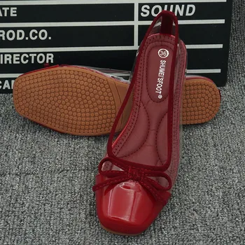 Europos stiliaus 2019 m. vasarą korėjos plokšti batai moterims, bendrosios batai aikštėje raudona skaidri spalva atitikimo net raudoni batai mados